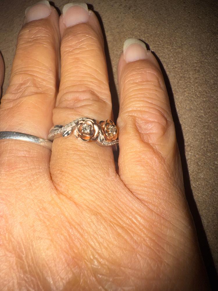 Enchanted Disney Fine Jewelry 14K Rose Gold Over Sterling Silver 1/6 CTTW Belle Rose Fashion Ring - Customer Photo From Tracy Rose