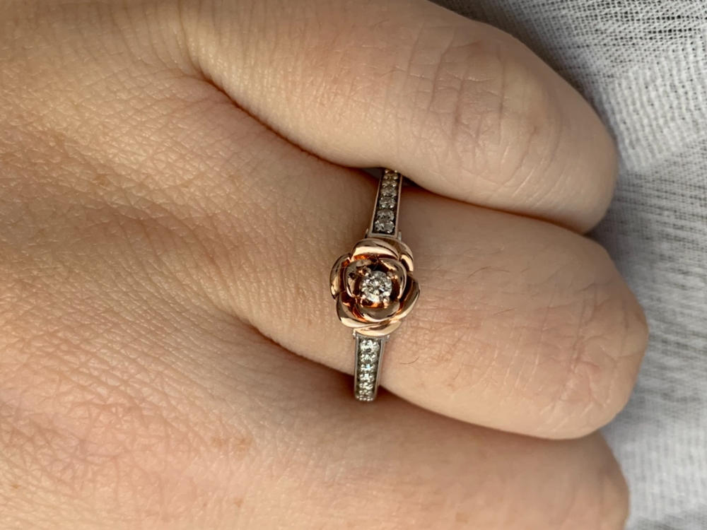 Enchanted Disney Fine Jewelry Sterling Silver And 10K Rose Gold 1/5Cttw Belle Disney Ring - Customer Photo From Carissa S.