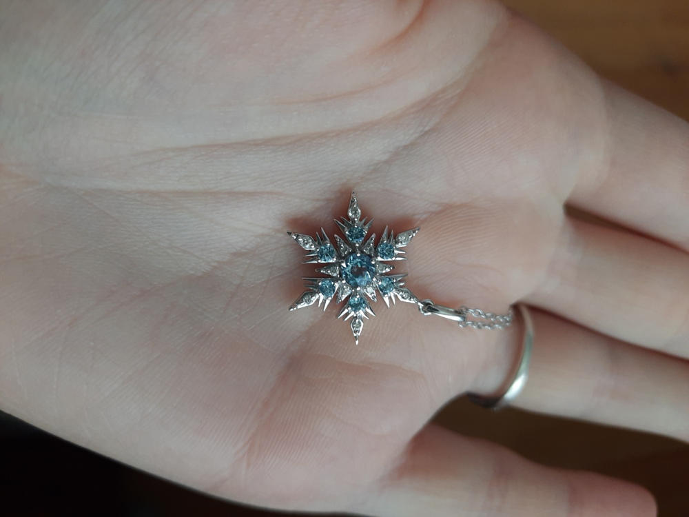 Enchanted Disney Fine Jewelry Sterling Silver 1/10Cttw And Sky Blue Topaz Elsa Pendant - Customer Photo From Linnea