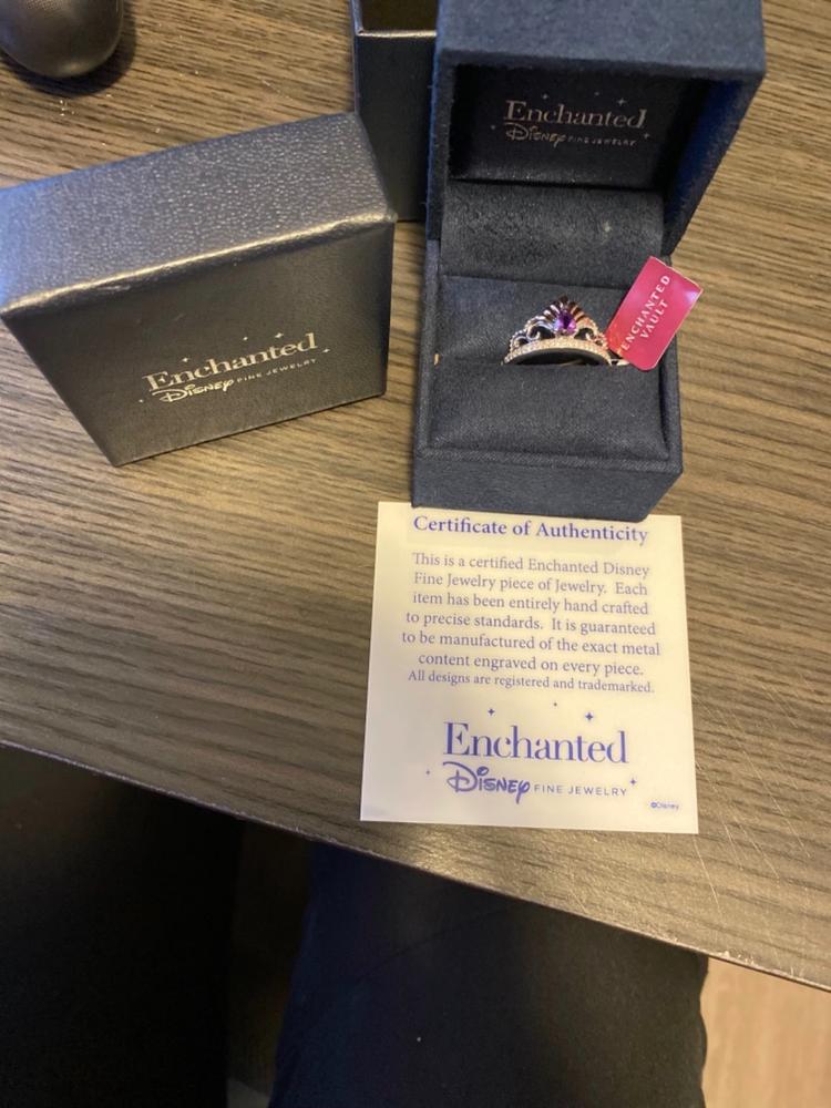 Enchanted Disney Fine Jewelry Sterling Silver and 10K Rose Gold with 1/10cttw Diamonds and Amethyst Ariel Shell Tiara Ring - Customer Photo From Travis Ortiz