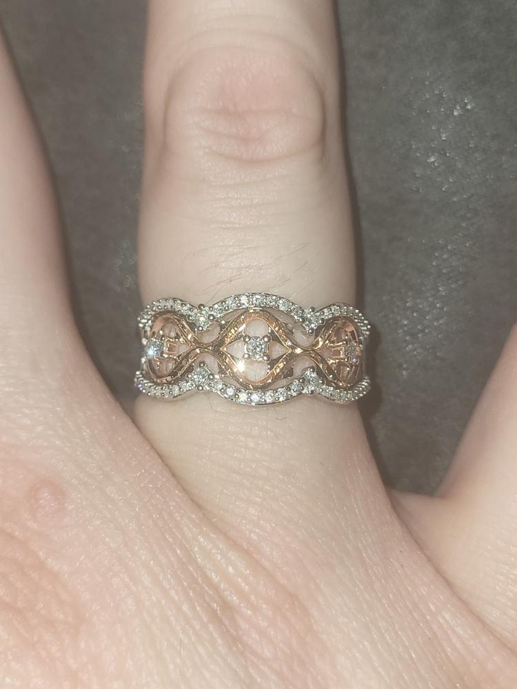 Enchanted Disney Fine Jewelry Sterling Silver and 10K Rose Gold with 1/3 CTTW Diamonds Aurora Ring - Customer Photo From Justin W.