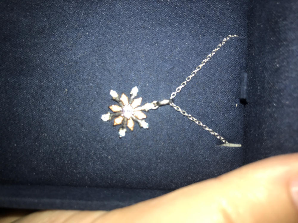 Enchanted Disney Fine Jewelry 14K Rose Gold over Sterling Silver with Sky Blue Topaz & Rose defrance Elsa Snowflake Pendant - Customer Photo From Emily Murphy