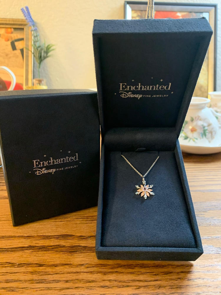 Disney Elsa Inspired Diamond Swiss Blue Topaz Pendant Necklace in