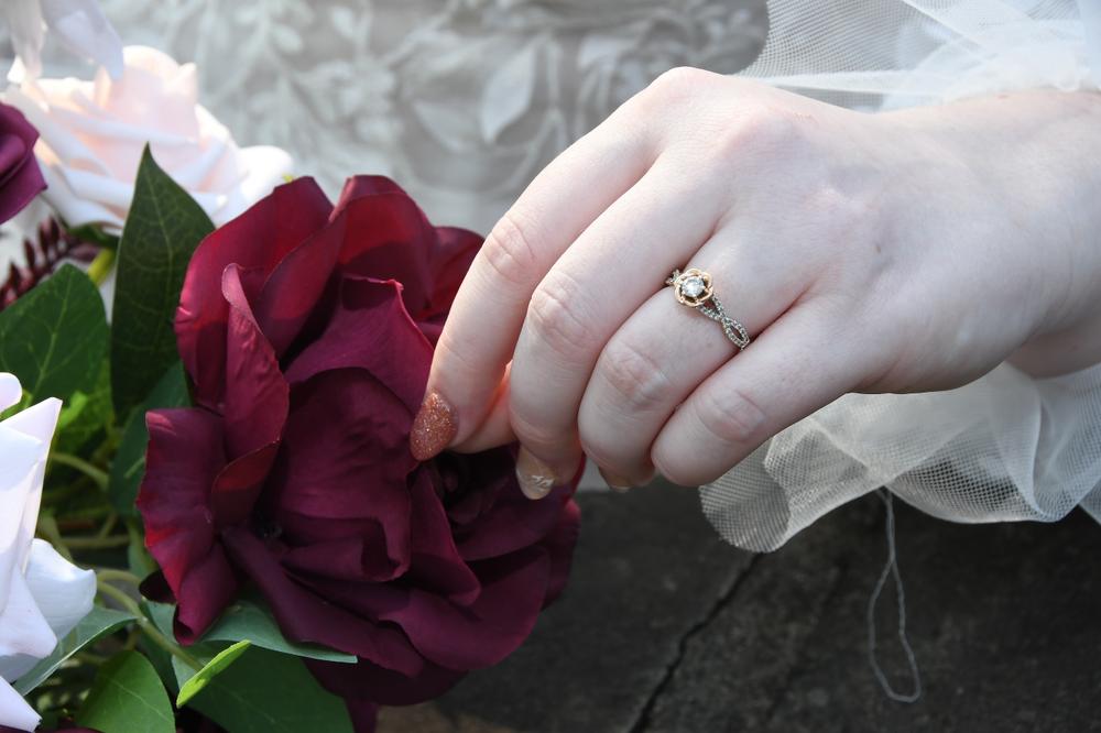 Enchanted Disney Fine Jewelry 14K Rose Gold and White Gold with 1/2 CTTW Diamond Belle Bridal Ring - Customer Photo From Danielle