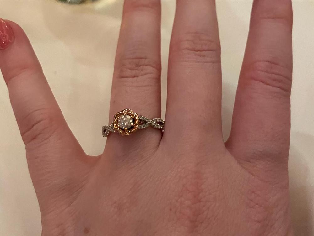 Enchanted Disney Fine Jewelry 14K Rose Gold and White Gold with 1/2 CTTW Diamond Belle Bridal Ring - Customer Photo From Danielle