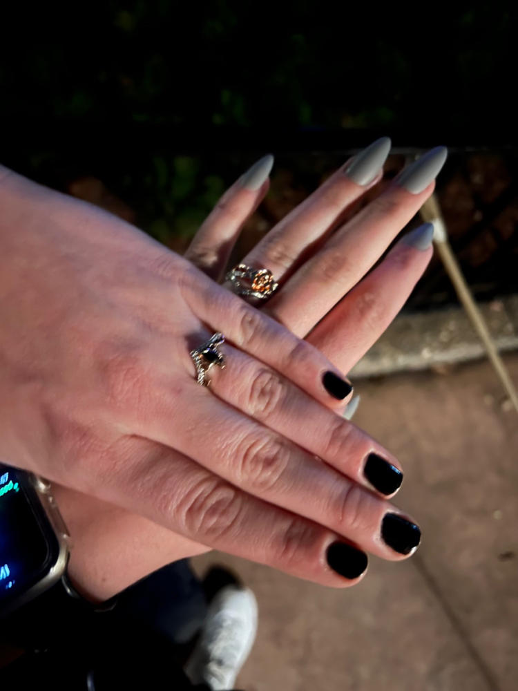 Enchanted Disney Fine Jewelry 10K Rose Gold and Sterling Silver with 1/6 CTTW Black and White Diamond with Black Onyx Maleficent Ring - Customer Photo From Lauryn S.