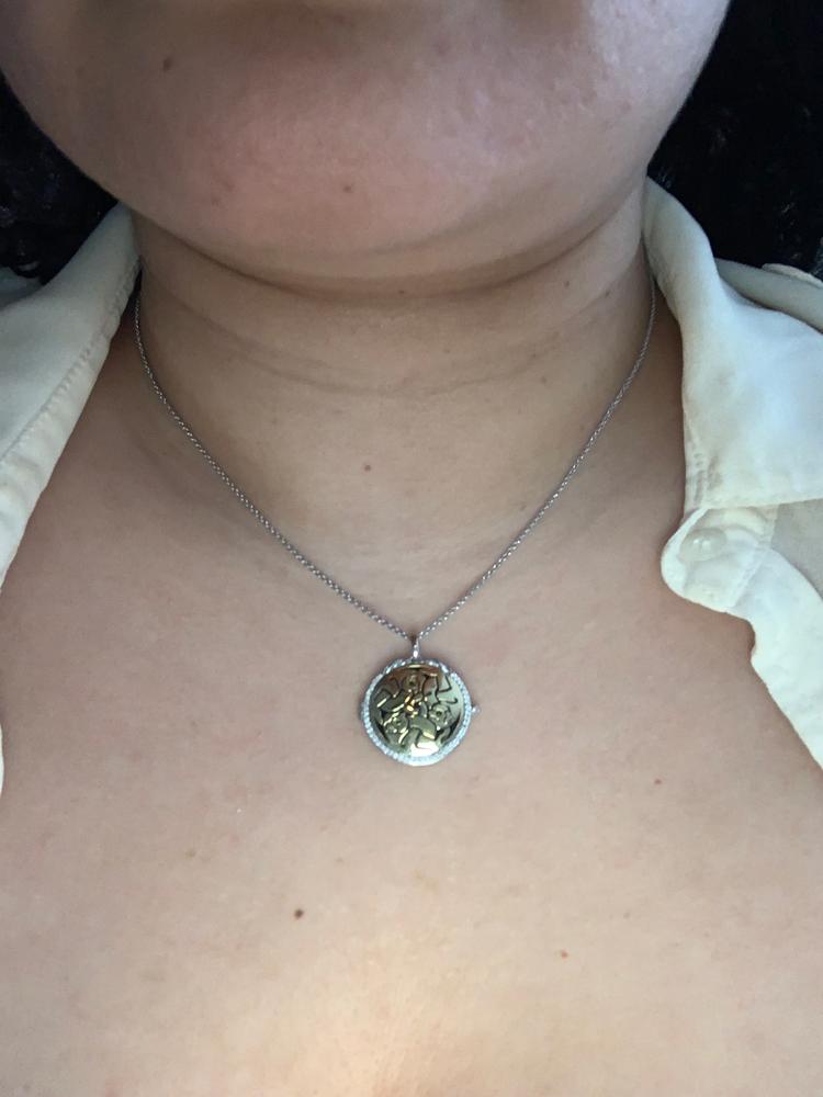 Enchanted Disney Fine Jewelry 14K Yellow Gold over Sterling Silver With 1/6 CTTW Diamond and Green Tourmaline Merida Pendant Necklace - Customer Photo From Vanessa C.