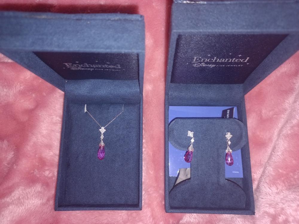Enchanted Disney Fine Jewelry Sterling Silver with 1/10 CTTW Diamonds and Cr. Pink Sapphire Aurora Pendant Necklace - Customer Photo From Glenda C.