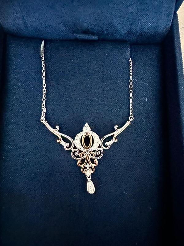 Enchanted Disney Fine Jewelry 14K Rose Gold Over Sterling Silver with 1/10 CTTW Diamonds Cinderella Carriage Necklace - Customer Photo From Carolina Guajardo