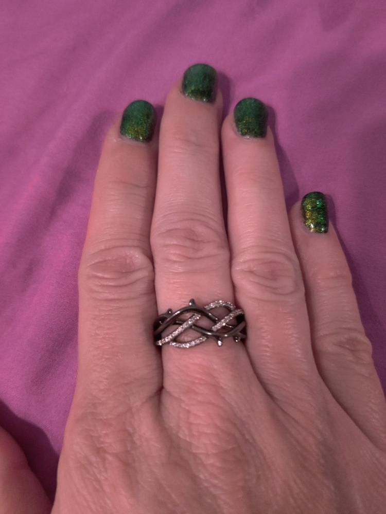 Enchanted Disney Fine Jewelry Black Rhodium over Sterling Silver with 1/6 CTTW Diamond Maleficent Ring - Customer Photo From Sandra A.