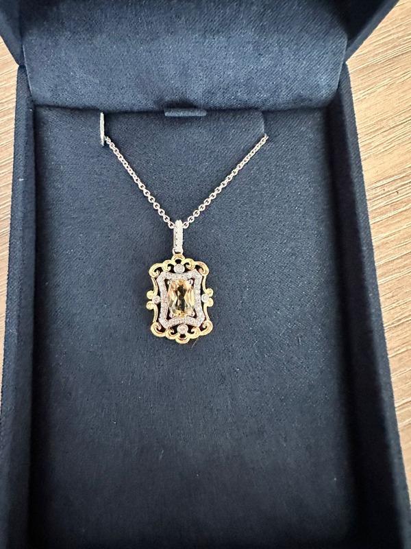 Enchanted Disney Fine Jewelry Sterling Silver and 14K Yellow Gold with 1/5 CTTW Diamond and Citrine Belle Pendant Necklace - Customer Photo From Carolina Guajardo