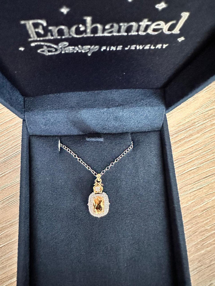 Enchanted Disney Fine Jewelry 14K Yellow Gold Over Sterling Silver with 1/6 CTTW Diamonds and Citrine Belle Pendant Necklace - Customer Photo From Carolina Guajardo