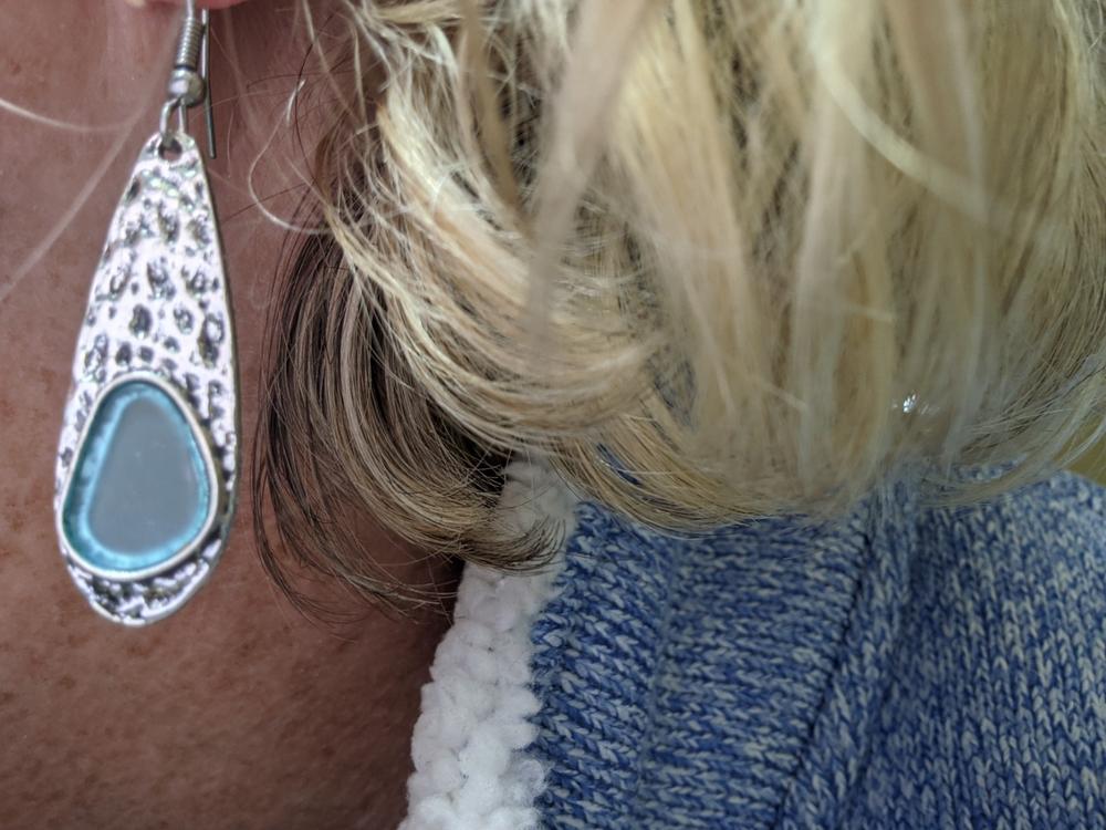 Rustic Sea Glass Drop Earrings - Customer Photo From Lori Correia