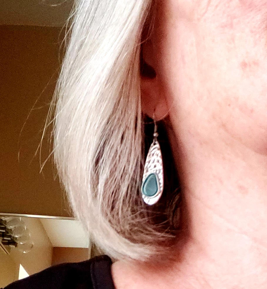 Rustic Sea Glass Drop Earrings - Customer Photo From Irma Weisel
