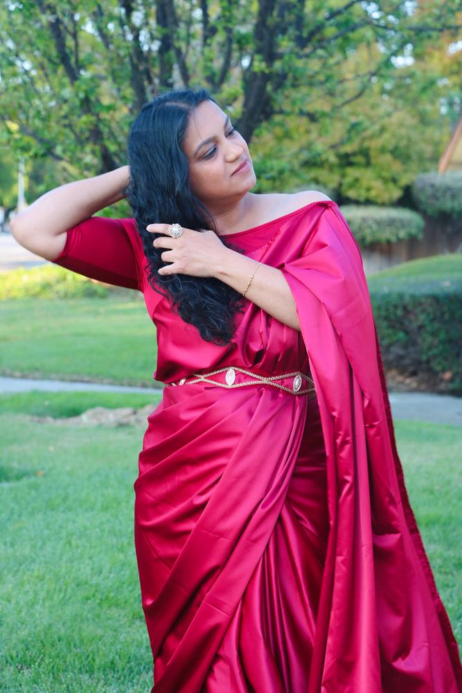 Off One Shoulder Luxe Blouse - Customer Photo From Yamuna Ravi