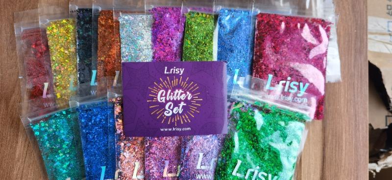 Lrisy Holographic Glitter Set 15 Of Color (Total 150g) - 15*10g / 5.29oz - Customer Photo From Kimberly