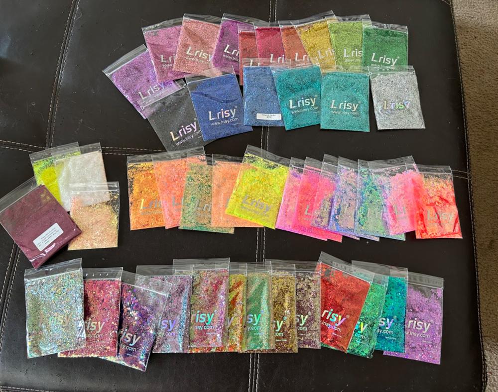 Lrisy 16 Colors Holographic Glitter Holo Shards (Flakes) Set/Kits - Customer Photo From Adriann Elebash