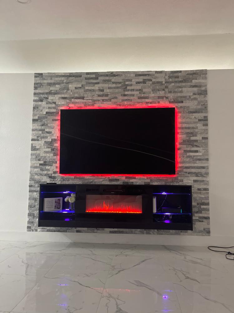 Boston 01 Electric Fireplace Modern 79" TV Stand - Customer Photo From Yosniel Flores