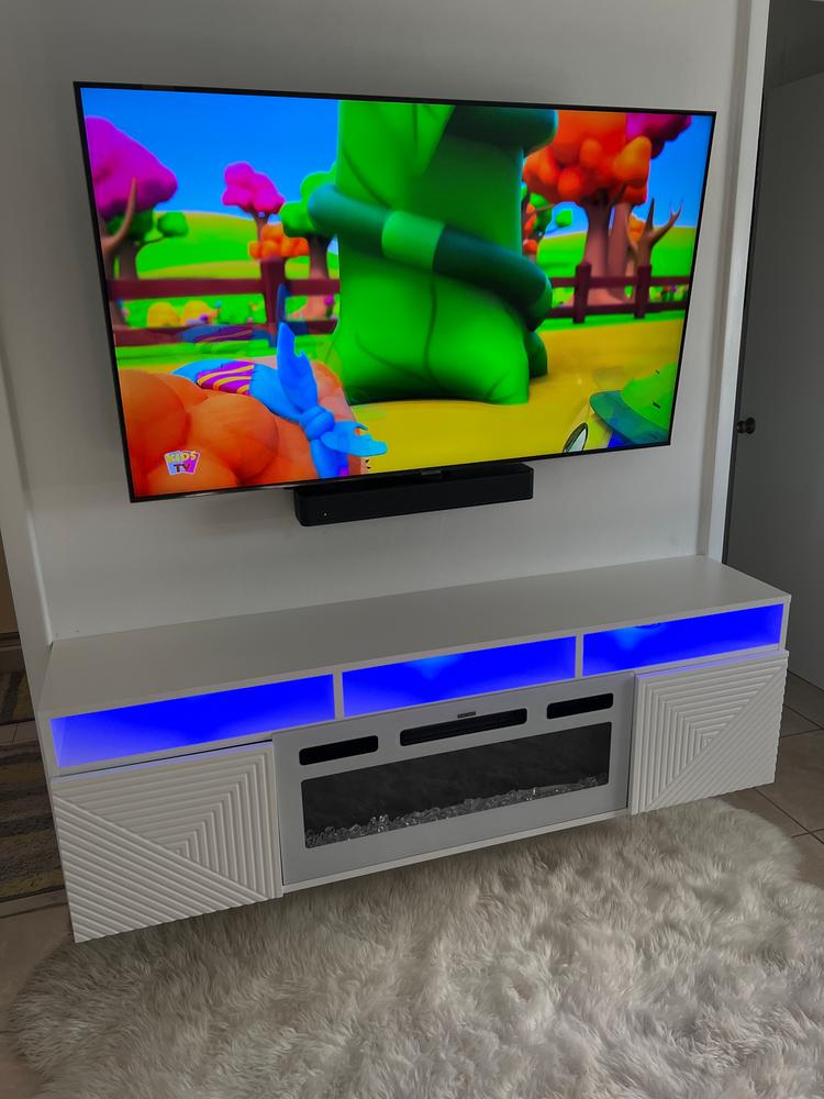 Giza BL-EF Floating Fireplace TV Stand - Customer Photo From Kamela 