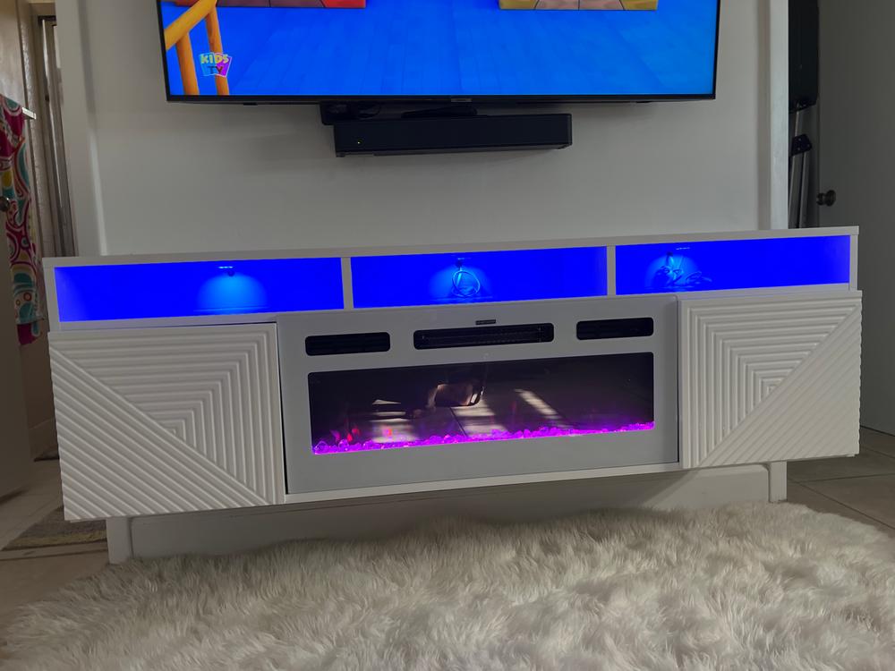 Giza BL-EF Floating Fireplace TV Stand - Customer Photo From Kamela 