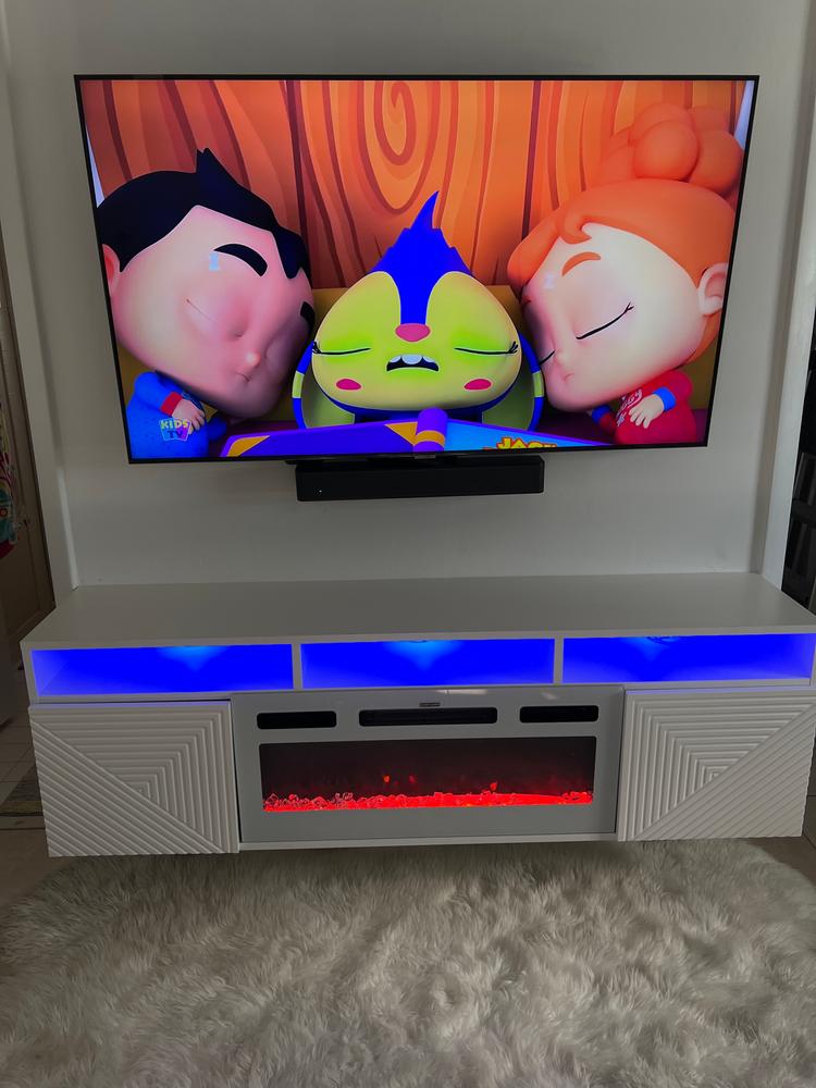 Giza BL-EF Floating Fireplace TV Stand - Customer Photo From Kamela 