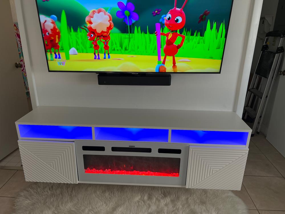 Giza BL-EF Floating Fireplace TV Stand - Customer Photo From Tiffany