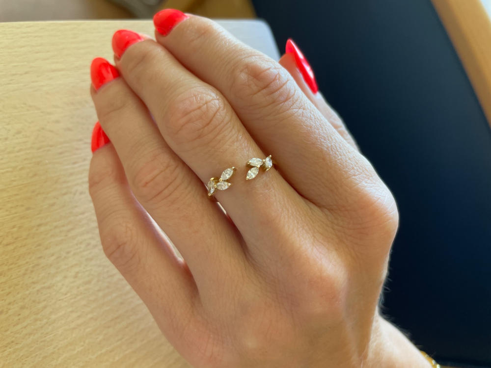 Open Diamond Leaf Ring 14k Gold - Ada - Customer Photo From Anonymous