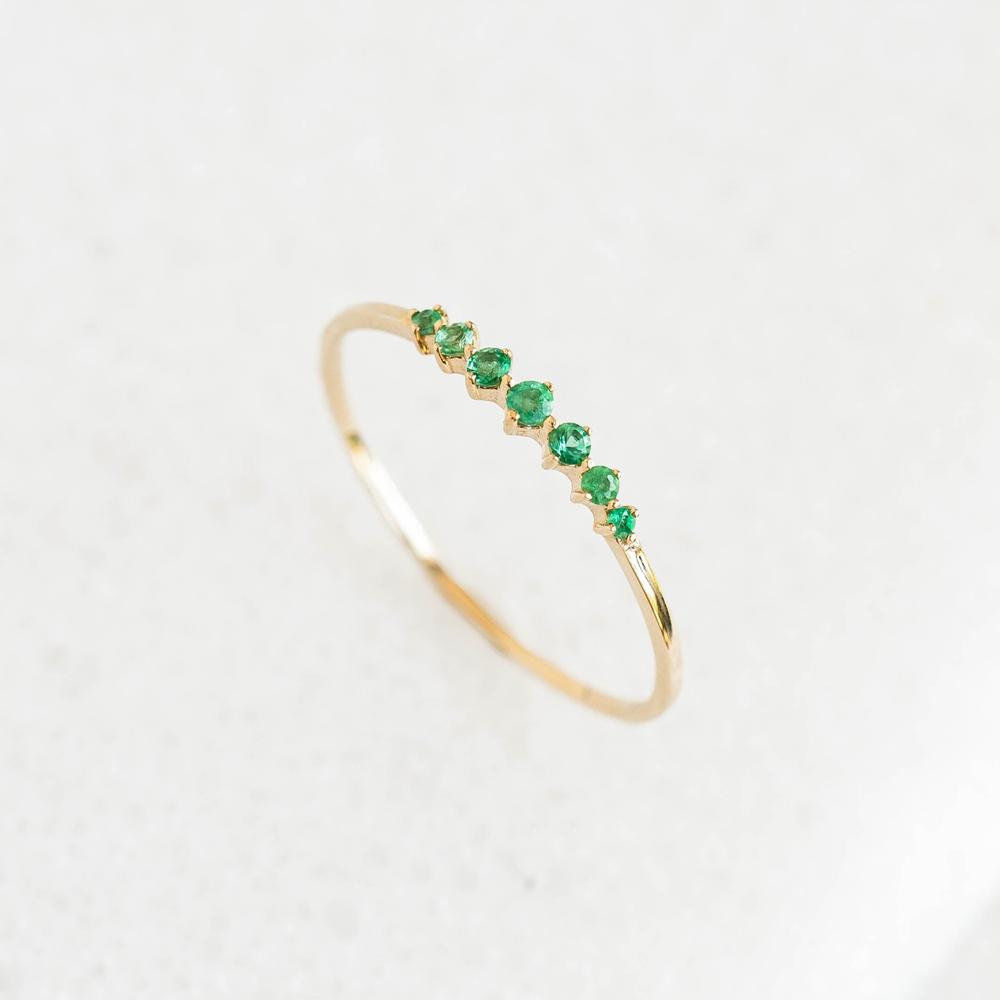 Graduated Emerald Ring 14k Gold - Mila - Customer Photo From Aria Scott
