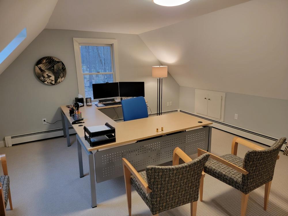 Jot Desk U-Shape + Steel Mod Panel - Customer Photo From Kelly Gagliuso