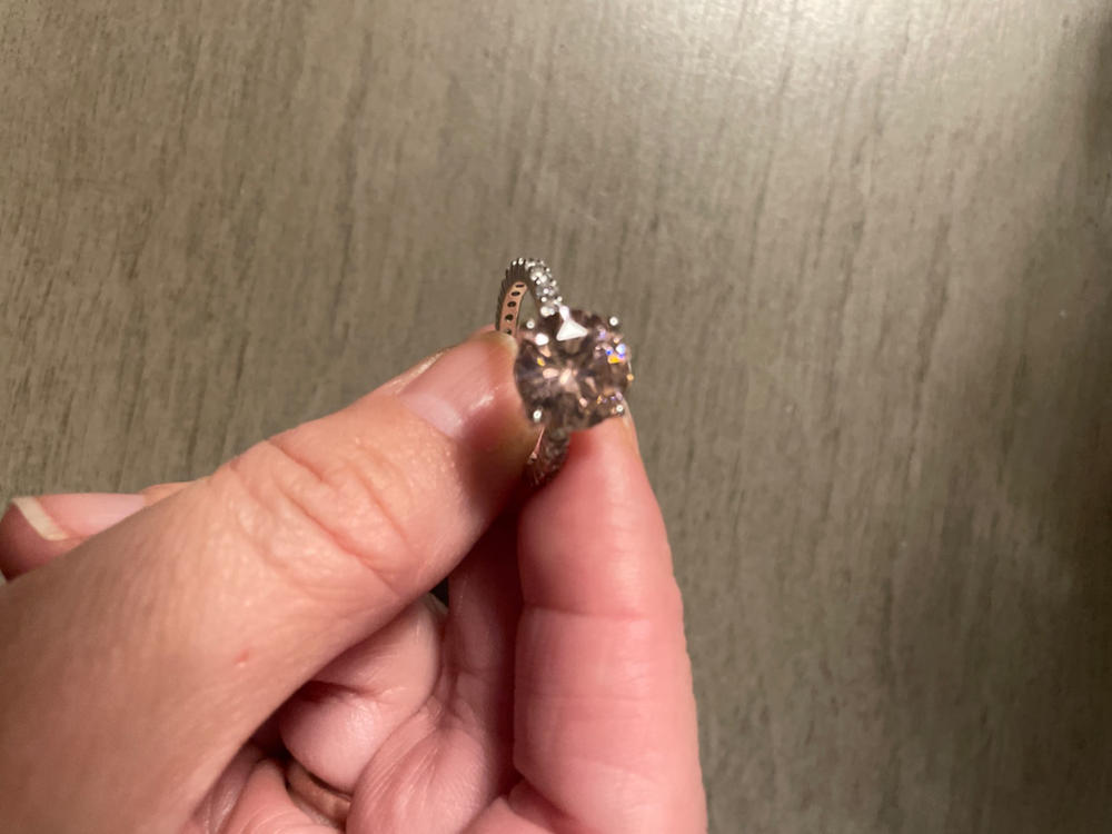 Sterling Silver Round Brilliant Cut Pink Sapphire CZ Ring - Customer Photo From Tiffany Cavalluzzi