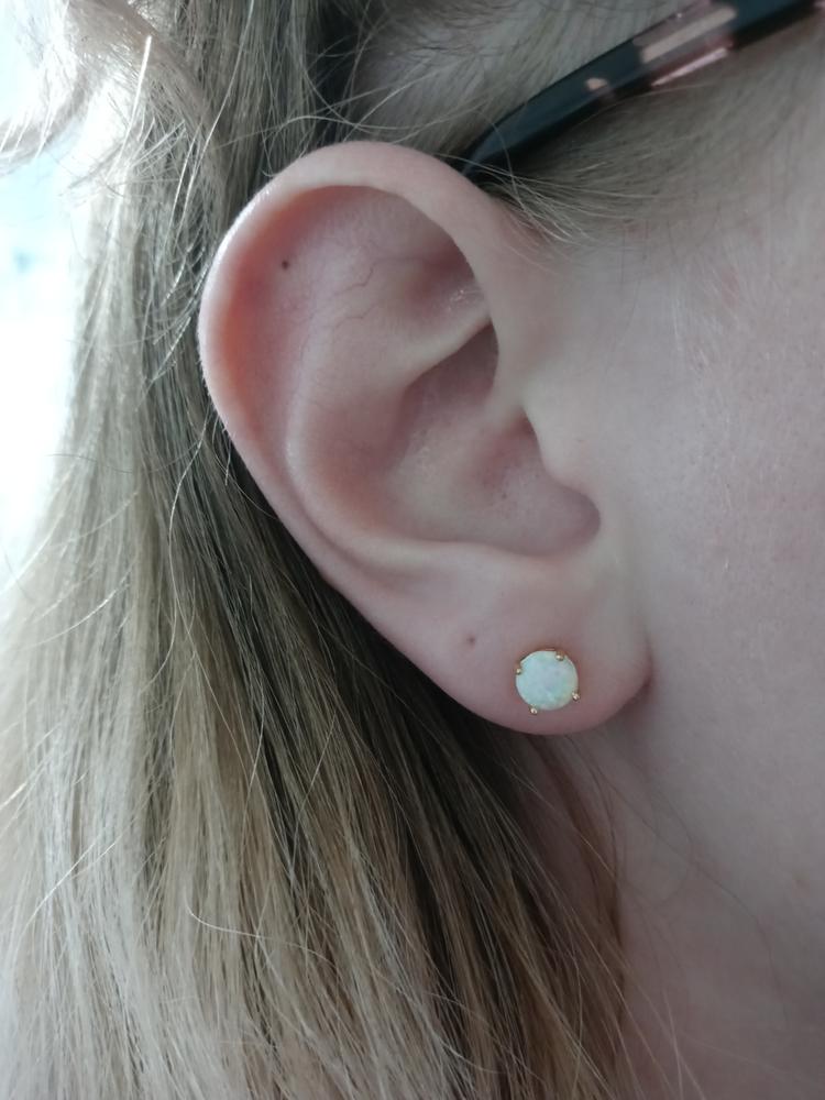 Sterling Silver 6mm Opal Studs - Customer Photo From Samantha 