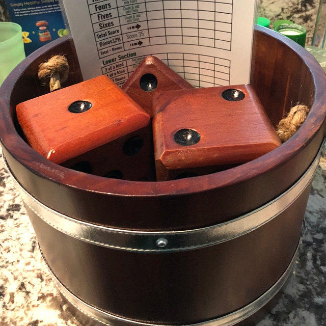 Yardzee & Farkle Giant Dice with Wooden Bucket (20+ Games Included) - Customer Photo From Jennifer