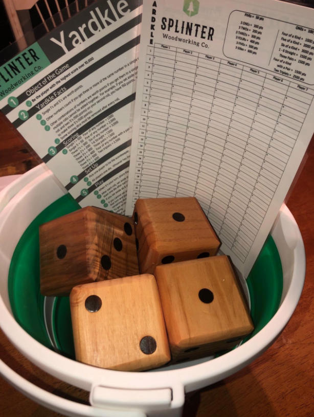 YARDZEE & FARKLE GIANT DICE WITH COLLAPSIBLE BUCKET (20+ GAMES INCLUDED) - Customer Photo From Anonymous
