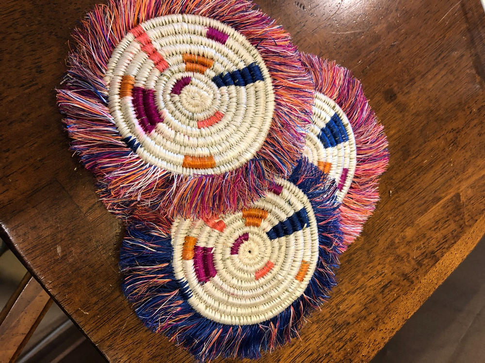 Fringed Color Punch Geo Coasters - Customer Photo From Anne E.