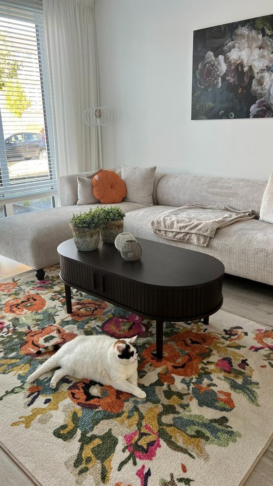 Nest of Nora Ovale salontafel met opbergruimte Nina  - Eikenhout fineer - 60x120 cm - Espresso - Customer Photo From Hennie Abbink - Wallaard