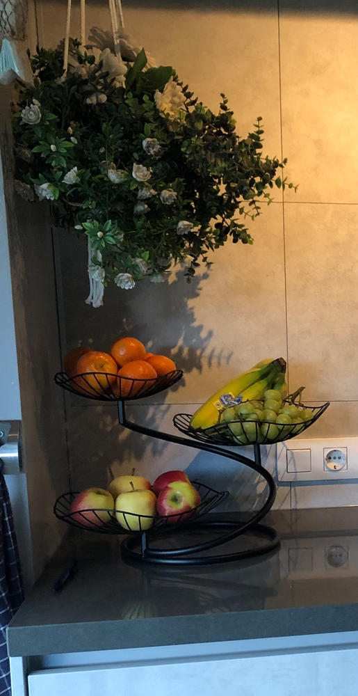 QUVIO Fruitschaal etagère - Staal - Zwart - Customer Photo From Yvonne Nellestijn