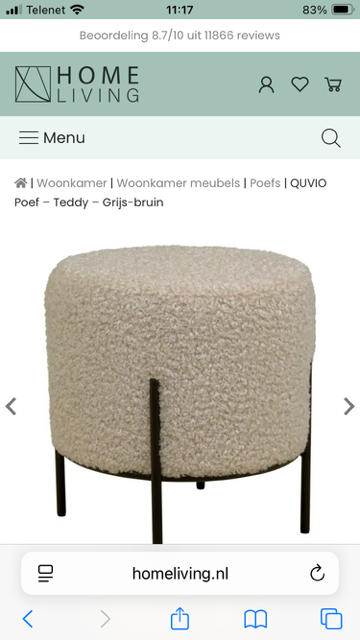 QUVIO Poef - Teddy - Grijs-bruin - Customer Photo From Roger Niesen
