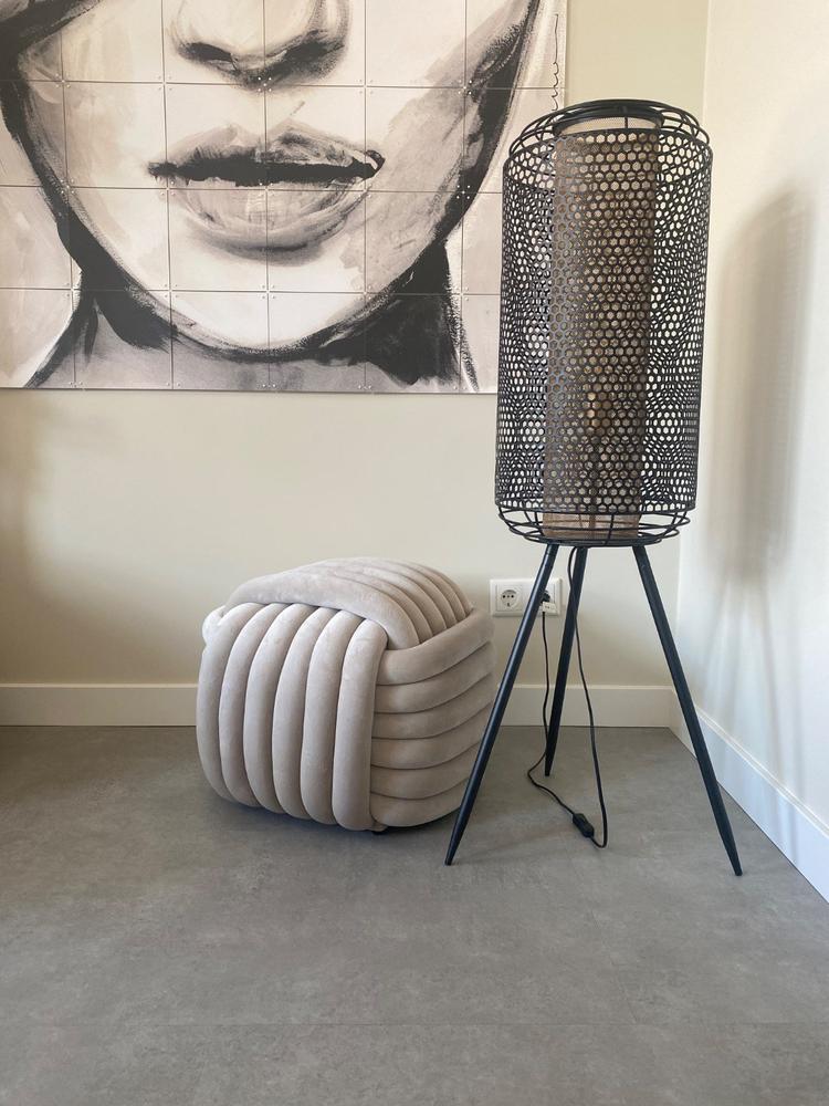 Lewis & Loft Vierkante poef - Geknoopt - 45x45x42 cm - Beige - Customer Photo From Jeanic Smits