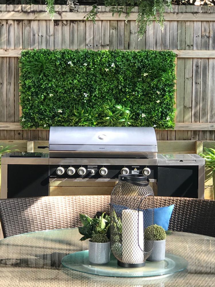 Artificial White Oasis Vertical Garden 1m x 1m Plant Wall Screening Panel UV Protected - Customer Photo From Adele Jeffery