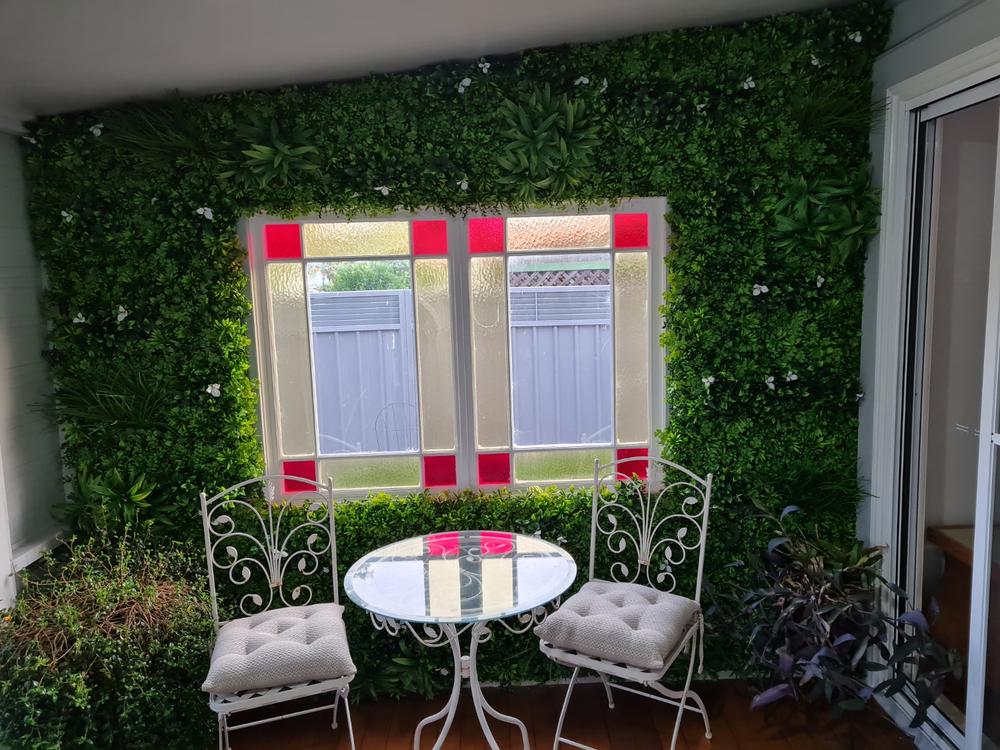 Artificial White Oasis Vertical Garden 1m x 1m Plant Wall Screening Panel UV Protected - Customer Photo From Scott Delaney