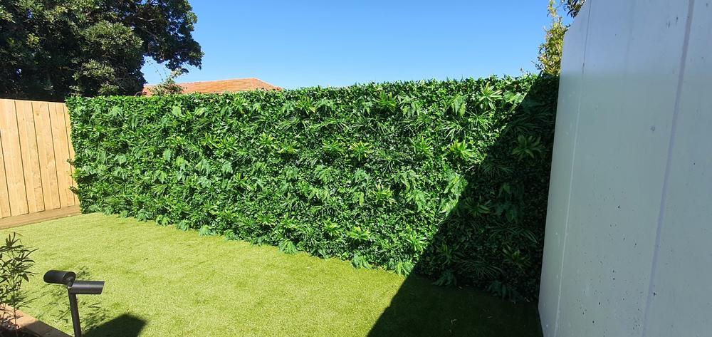 Artificial Green Tropics Vertical Garden 1m x 1m Plant Wall Panel UV Stabilised - Customer Photo From Peter Apostolidis