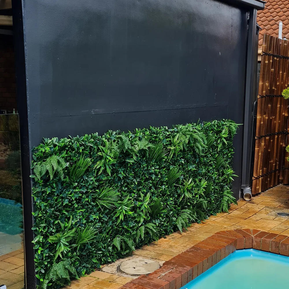 Artificial Green Tropics Vertical Garden 1m x 1m Plant Wall Panel UV Stabilised - Customer Photo From Karen Gaskett