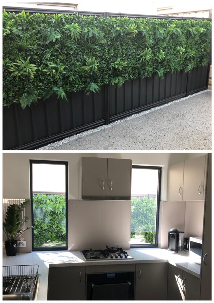 Artificial Green Tropics Vertical Garden 1m x 1m Plant Wall Panel UV Stabilised - Customer Photo From Shannon May