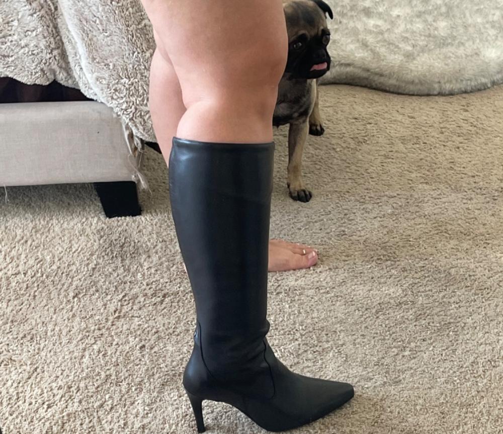 Freya Knee High Boots in Black Leather - Customer Photo From Alexandra R.