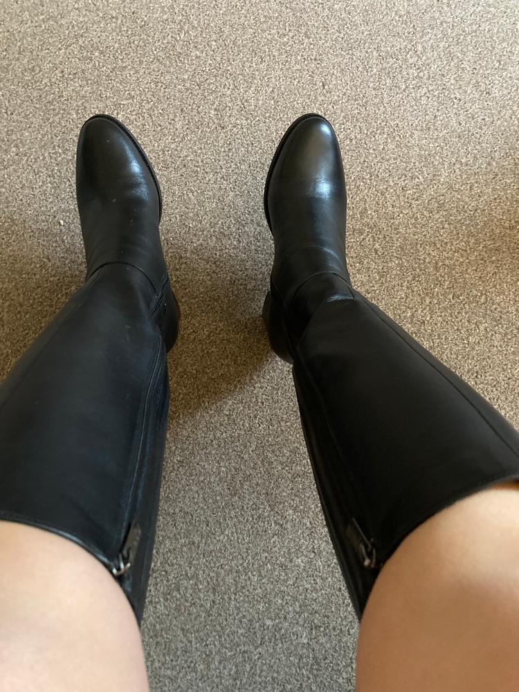 Dalia Tall Knee High Boots in Black Leather - Customer Photo From Caroline W