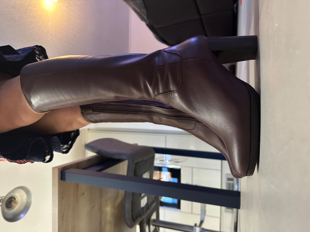 Belmore Knee High Boots in Burgundy Leather - Customer Photo From Alex T.