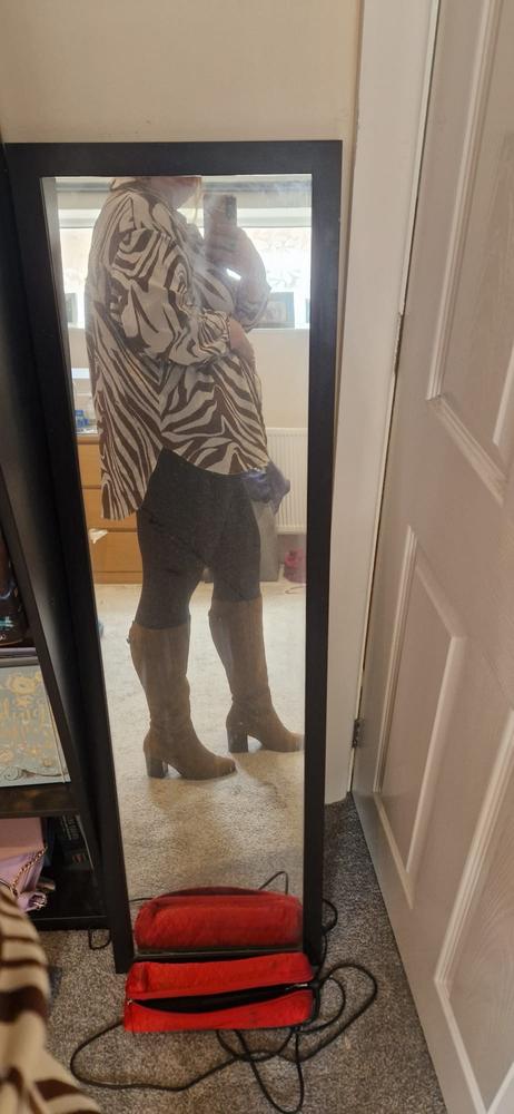 Adie Knee High Boots in Tan Suede - Customer Photo From alun