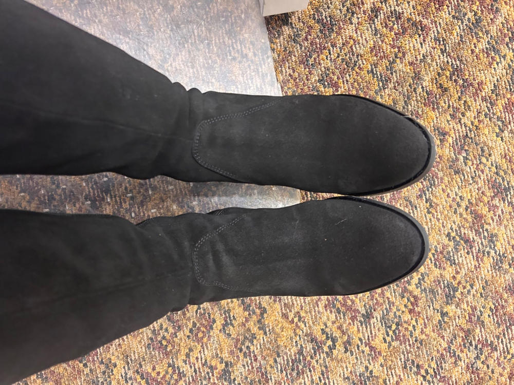 Haltham Standard Knee High Boots in Black Suede - Customer Photo From Irene K.