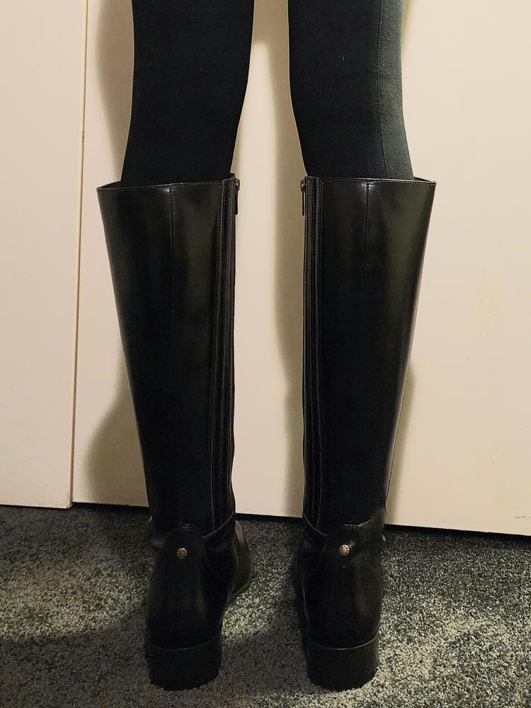 Haltham Tall Knee High Boots in Dark Brown Leather - Customer Photo From Jess