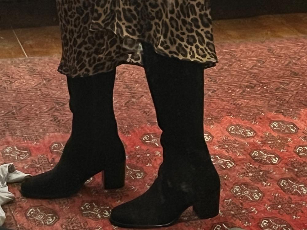 Dalia Standard Knee High Boots in Black Suede - Customer Photo From Pippa Horlick